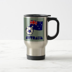 Taza De Viaje Bandera de Australia de fútbol azul Fondo verde