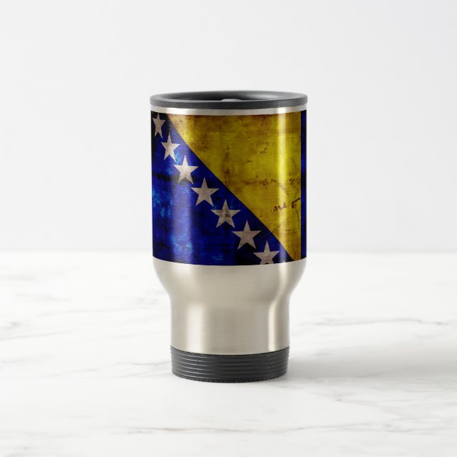 Taza De Viaje Bandera de Bosnia del Weathered (Centro)