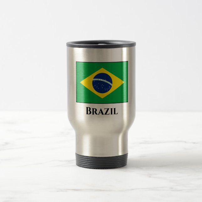 Taza De Viaje Bandera de Brasil (brasileño) (Centro)