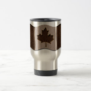 Taza De Viaje Bandera de Canadá de la Cuero-Mirada