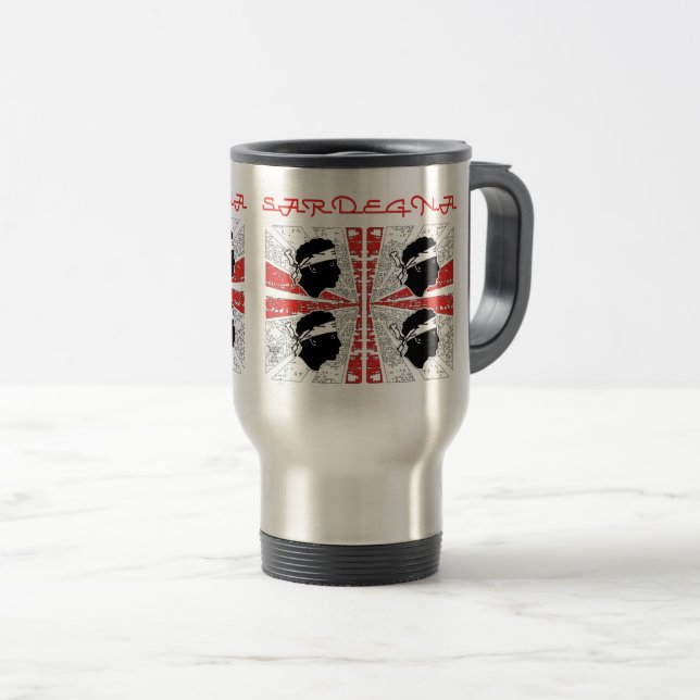 Taza De Viaje Bandera de Cerdeña - Grunge (Anverso derecho)