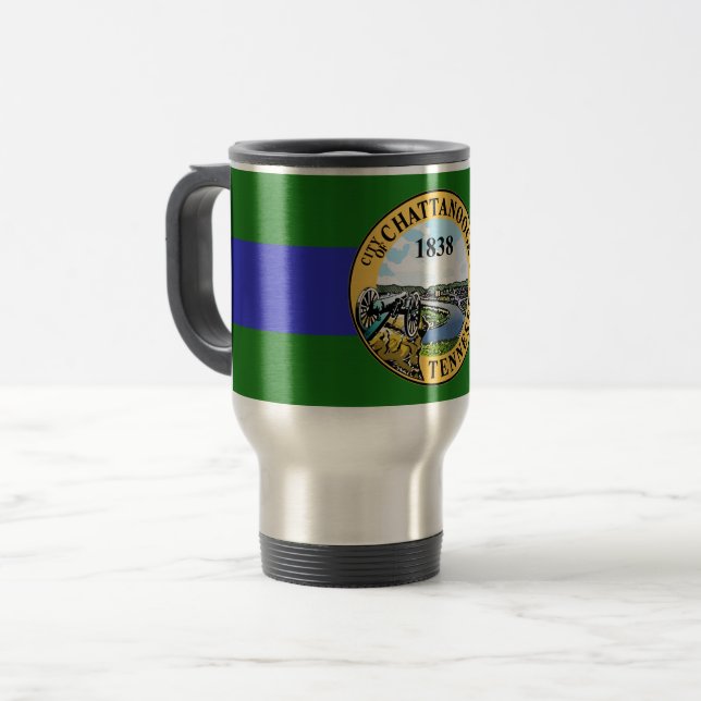 Taza De Viaje Bandera de Chattanooga, Bomba de Viajes de Tenness (Anverso izquierdo)