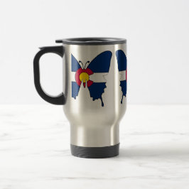 Taza De Viaje Bandera de Colorado mariposa barro de viaje de ace