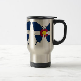 Taza De Viaje Bandera de Colorado mariposa barro de viaje de ace