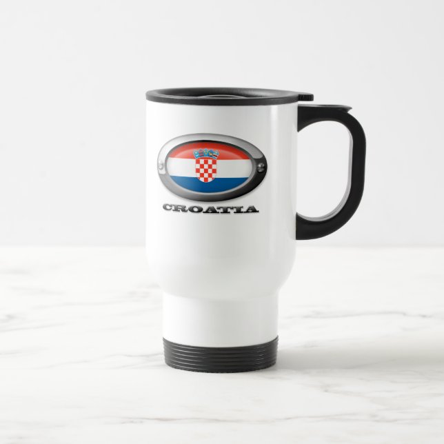 Taza De Viaje Bandera de Croacia en el marco de acero (Derecha)