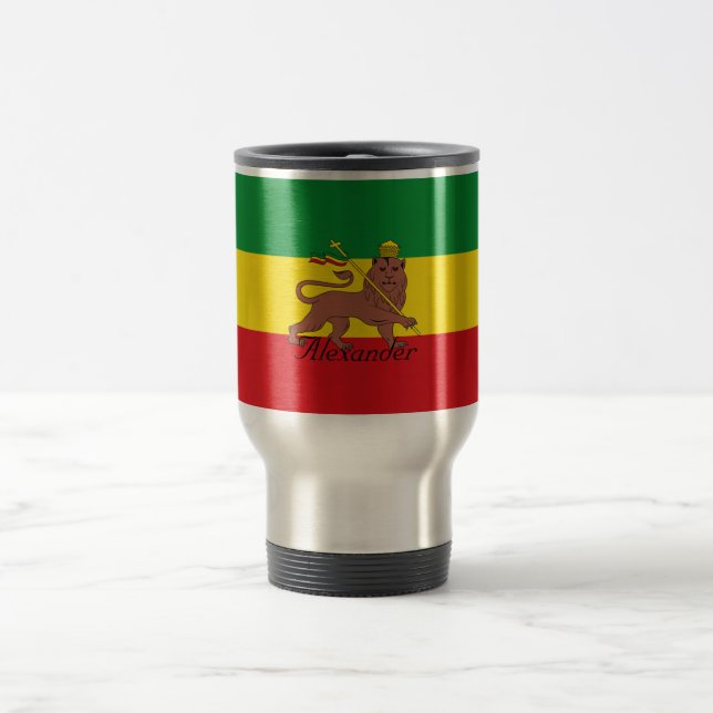 Taza De Viaje Bandera de encargo de Rastafarian del león de (Centro)