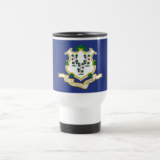 Taza De Viaje Bandera de estado de Connecticut (Centro)