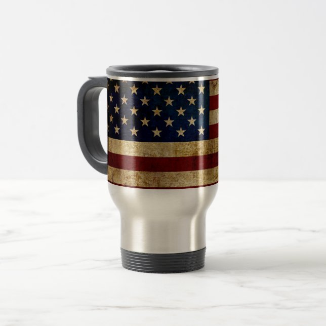 Taza De Viaje Bandera de Estados Unidos / Grunge (Anverso izquierdo)