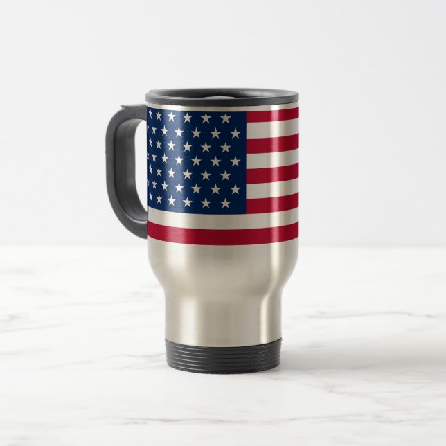 Taza De Viaje Bandera De Estados Unidos Viajar Mug (Anverso izquierdo)