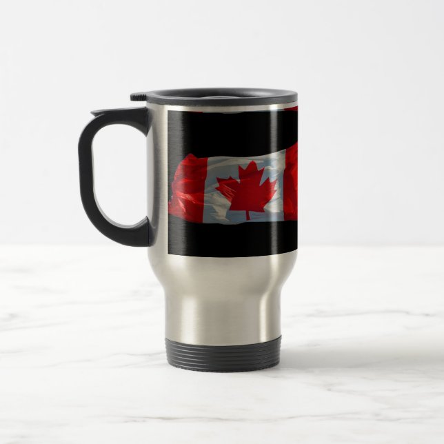 Taza De Viaje Bandera de hojas de arce canadiense patriótica (Izquierda)