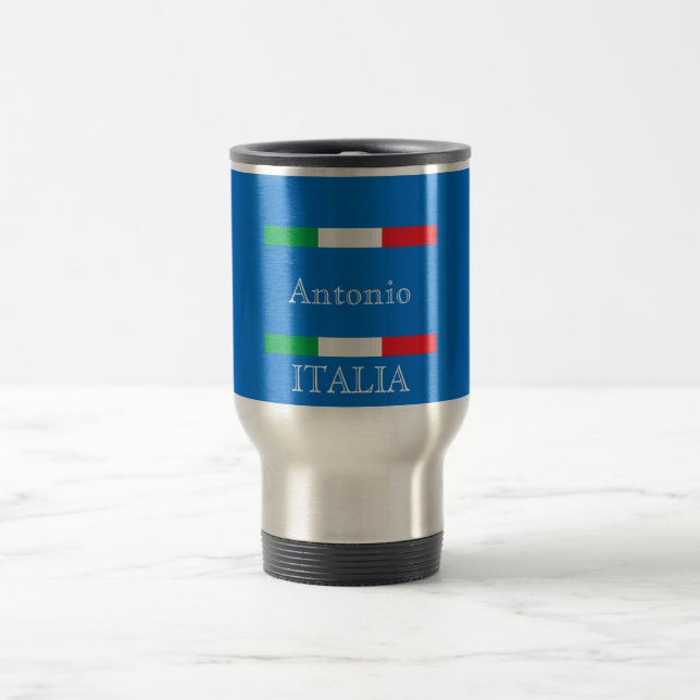 Taza De Viaje Bandera de Italia sobre el azul azul azul azul azu (Centro)