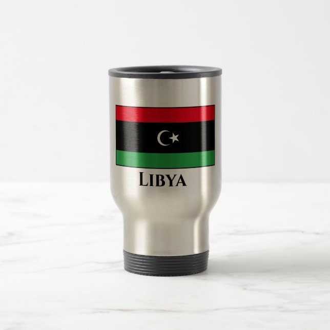 Taza De Viaje Bandera de Libia (Libia) (Centro)