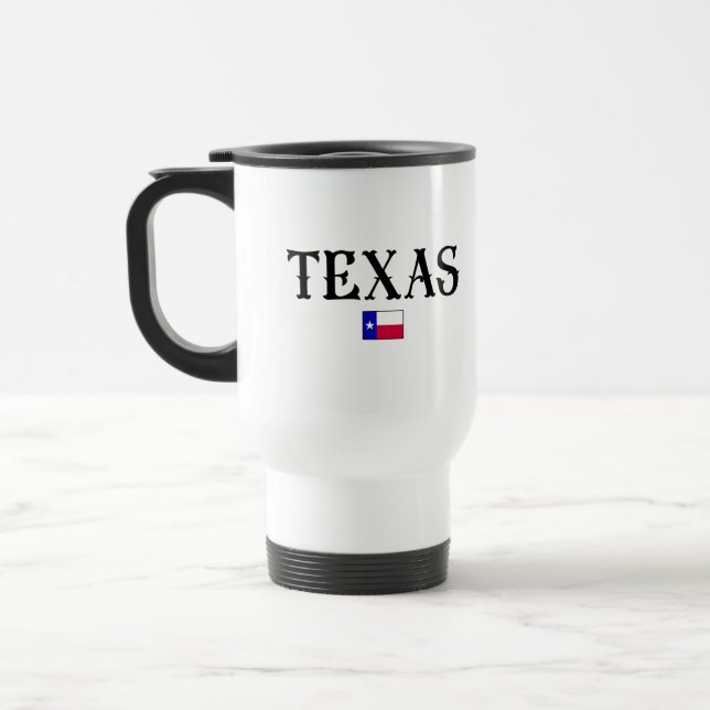 Taza De Viaje Bandera de mapa del estado de Texas USA (Izquierda)