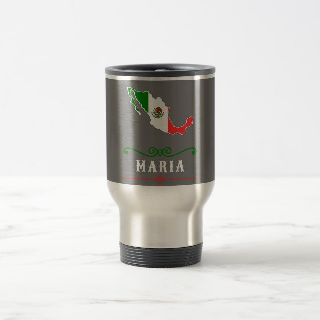 Taza De Viaje Bandera de México con tu nombre (Centro)