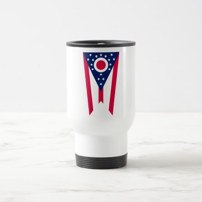Taza De Viaje Bandera de Ohio: El cartel del estado de Buckeye (Centro)