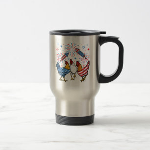 Taza De Viaje Bandera de pollo de Estados Unidos Patriótica 4 de