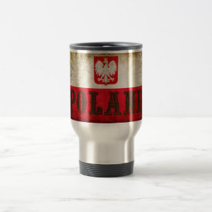 Taza De Viaje Bandera de Polonia Grunge
