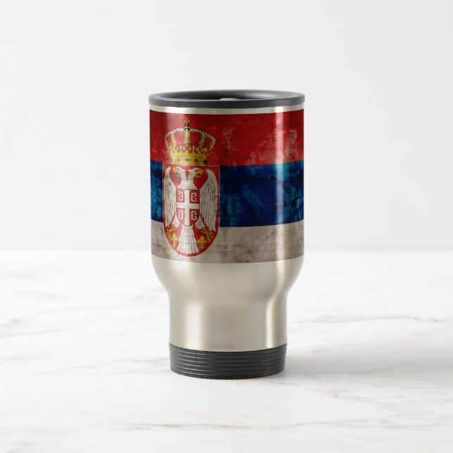 Taza De Viaje Bandera de Serbia con meteorología (Centro)