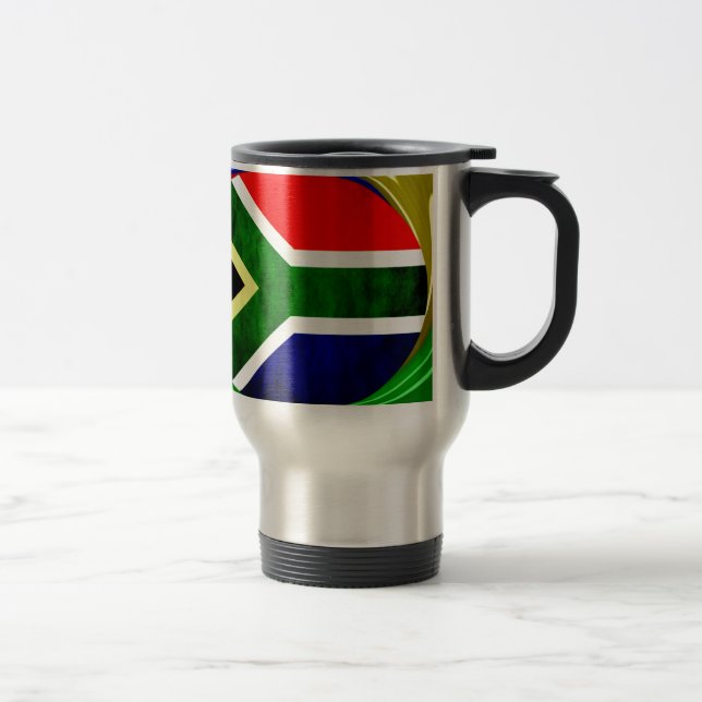Taza De Viaje Bandera de Sudáfrica: Dinámico Swirl Motif (Derecha)
