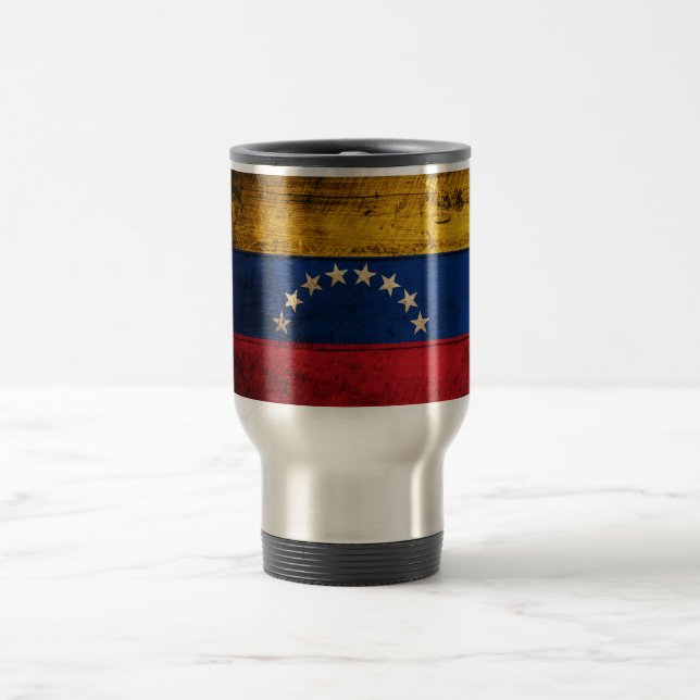 Taza De Viaje Bandera de Venezuela antigua de madera (Centro)