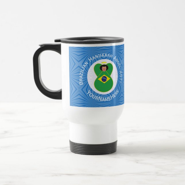 Taza De Viaje Bandera del Ángel de Hanukkah brasileño personaliz (Izquierda)