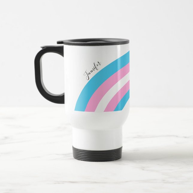 Taza De Viaje Bandera del orgullo iris transgénero personalizada (Izquierda)