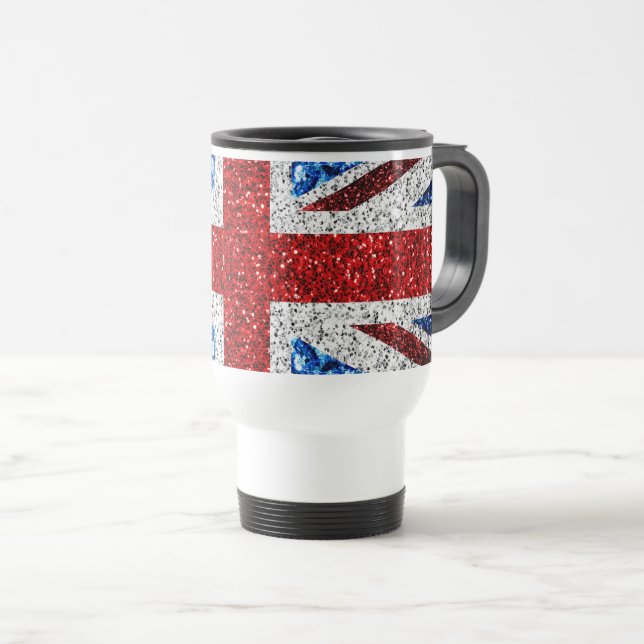 Taza De Viaje Bandera del Reino Unido azul rojo brillante purpur (Anverso derecho)