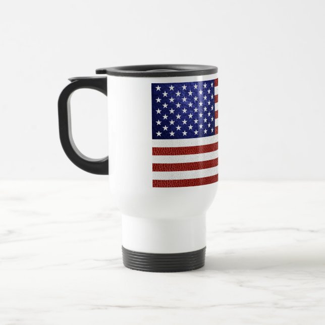Taza De Viaje Bandera estadounidense de cuero azul rojo falso (Izquierda)