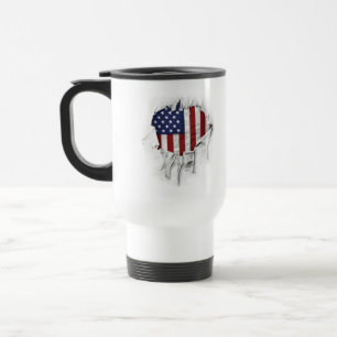 Taza De Viaje Bandera estadounidense triturada, arrancada y rota