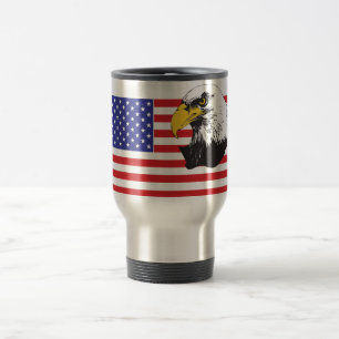 Taza De Viaje Bandera estadounidense y águila calva