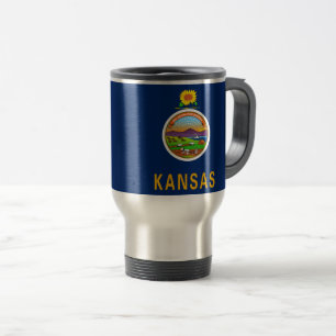 Taza De Viaje Bandera estatal de Kansas