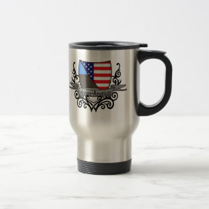 Taza De Viaje Bandera Estonio-Americana del escudo