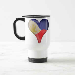 Taza De Viaje Bandera filipina en un corazón