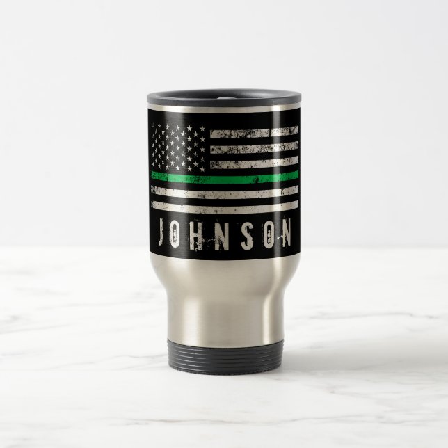 Taza De Viaje Bandera fina americana apenada de la Línea Verde (Centro)