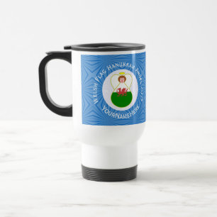 Taza De Viaje Bandera galesa de Hanukkah del ángel