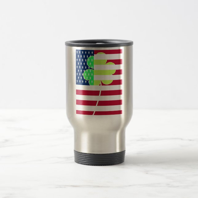 Taza De Viaje Bandera irlandesa norteamericana Shamrock Clover S (Centro)