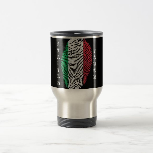 Taza De Viaje Bandera italiana de la huella dactilar del tacto (Centro)