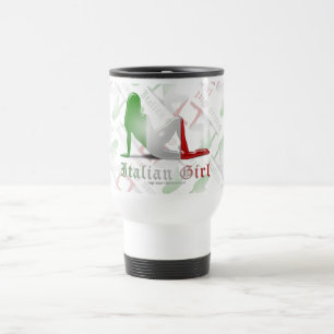 Taza De Viaje Bandera italiana de la silueta del chica