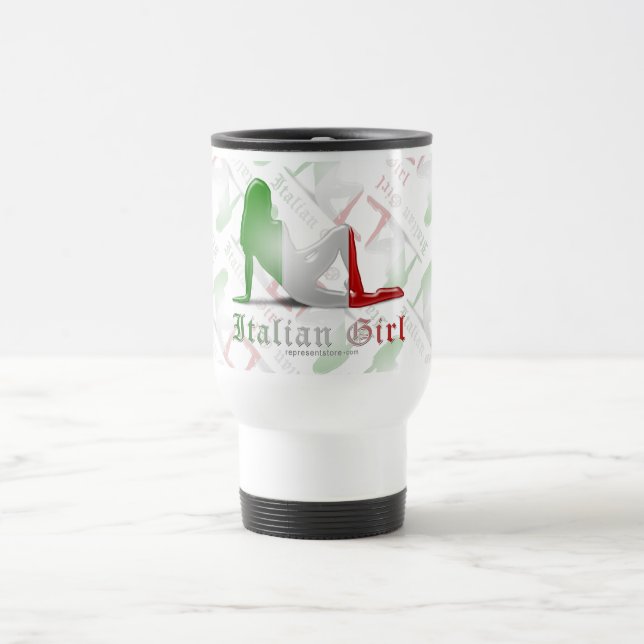 Taza De Viaje Bandera italiana de la silueta del chica (Centro)