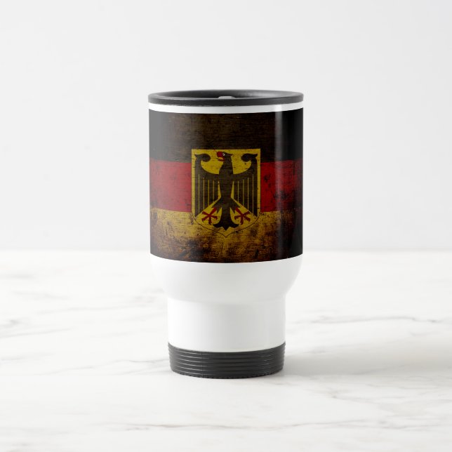 Taza De Viaje Bandera negra de Alemania del Grunge (Centro)