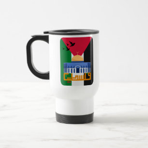 Taza De Viaje Bandera palestina con texto árabe
