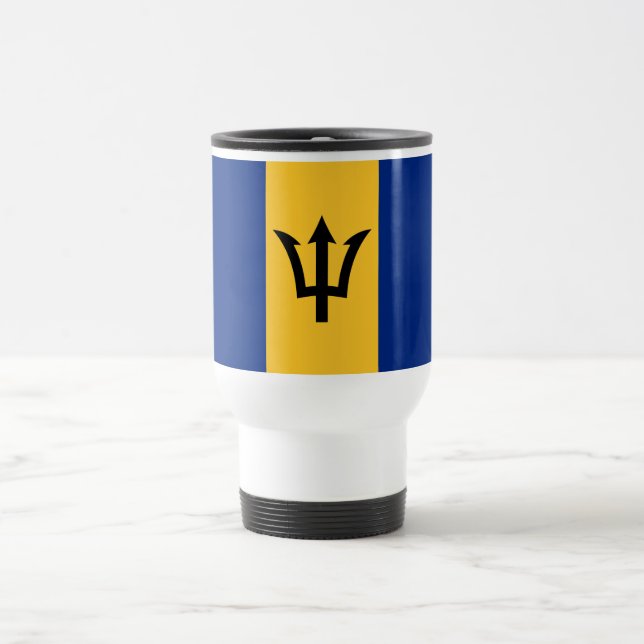 Taza De Viaje Bandera Patriótica de Barbados (Centro)