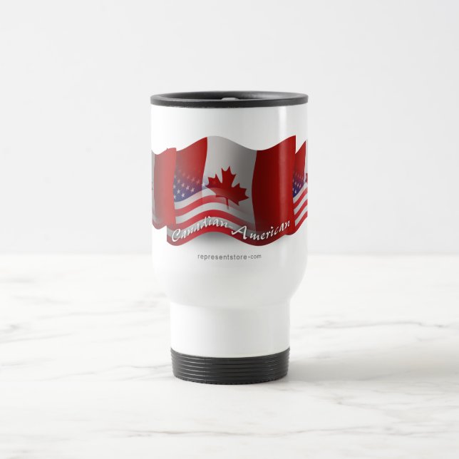 Taza De Viaje Bandera que agita Canadiense-Americana (Centro)