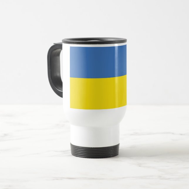Taza De Viaje Bandera ucraniana, eslava ucraniana, С л а в У к а (Anverso izquierdo)