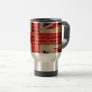 Taza De Viaje Bandera vintage del Reino Unido en una pared de la