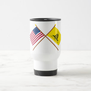 Taza De Viaje Banderas cruzadas de Betsy Ross y de Gadsden