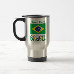 Taza De Viaje Bandiera Brasil Personalizada