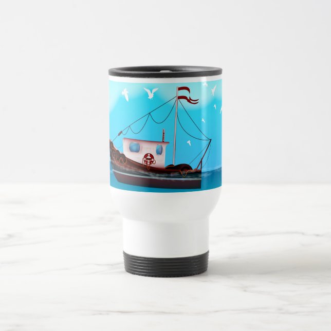 Taza De Viaje Barco de Pesca (Centro)