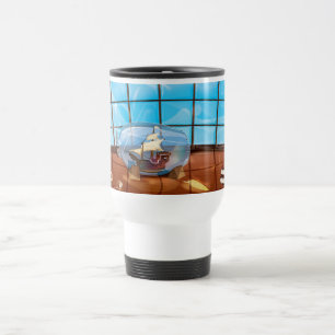 Taza De Viaje Barco en una botella en el mar
