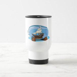 Taza De Viaje Barco en una botella en el mar